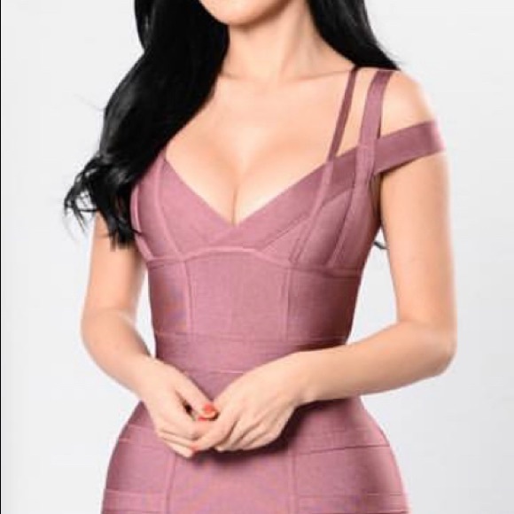 New Fashion Nova Lansa Bandage Dress - Dark Mauve - Picture 9 of 9